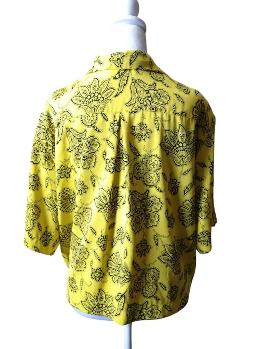 Saunders Collective x RTR Rox Floral Button Front Boxy Top Size 8 Yellow - Picture 6 of 8